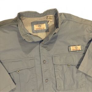Northwest Sun Shirt Men's S Blue Nylon Mesh Lined Fishing Short Sleeve Button Up